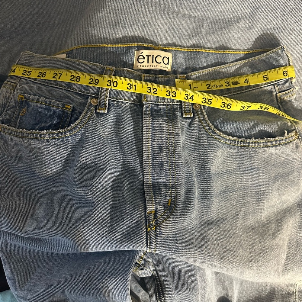 Etica Stanton Wide Leg High Rise Jeans Blue Wash Size 28 Vintage 90s Style” - Picture 9 of 9
